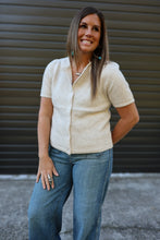 Load image into Gallery viewer, Taupe Short Sleeve Button-Up Sweater