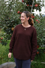 Load image into Gallery viewer, women's round neck basic midweight sweater in brown