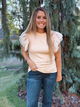 Load image into Gallery viewer, Apricot Dotty Ruffle Top