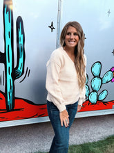 Load image into Gallery viewer, Back Tie V Neck Sweater khaki