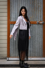 Load image into Gallery viewer, Gray Fringe Studded Cropped Jacket