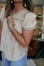 Load image into Gallery viewer, Khaki Lace Trim Top
