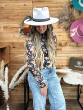 Load image into Gallery viewer, Floral High Neck Mesh Top