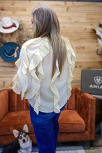 Load image into Gallery viewer, Sheer Ruffle Beige Blouse