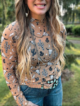 Load image into Gallery viewer, Cow Print Cactus Mesh Tee