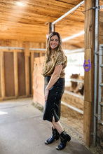 Load image into Gallery viewer, Slit Decisions Turquoise Snap Skirt
