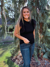 Load image into Gallery viewer, Black Dotty Ruffle Top