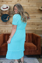 Load image into Gallery viewer, Retro Pearl Snap Turquoise Dress