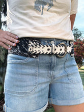 Load image into Gallery viewer, Black Cowhide Studded Belt