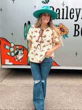 Load image into Gallery viewer, Cowboy Puff Sleeve Blouse