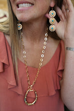 Load image into Gallery viewer, Gold And Turquoise Concho Earrings