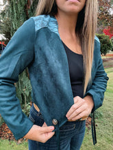 Load image into Gallery viewer, Teal Suede Tassel Jacket