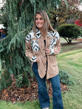 Load image into Gallery viewer, Oversized aztec shacket with button front.