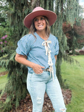 Load image into Gallery viewer, Blue Stripe Tie Shirt