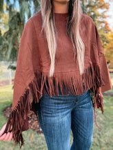 Load image into Gallery viewer, Western Boho Suede Fringe Cape
