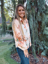 Load image into Gallery viewer, Orange Floral Puff Sleeve