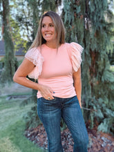 Load image into Gallery viewer, Pink Dotty Ruffle Top