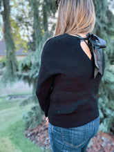 Load image into Gallery viewer, Back Tie V Neck Sweater Black