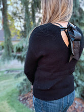 Load image into Gallery viewer, Back Tie V Neck Sweater Black