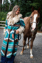 Load image into Gallery viewer, Teal Southwestern Coat with Fur