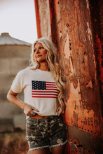 Load image into Gallery viewer, Cream American Flag Knit Top