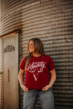 Load image into Gallery viewer, Howdy Cow Skull Graphic Tee