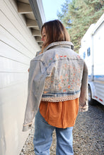 Load image into Gallery viewer, Floral Embroidered Lace Crop Denim Jacket
