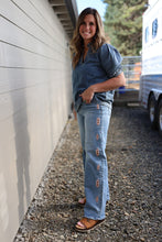 Load image into Gallery viewer, Mid Rise Wide Leg Embroidered Jeans
