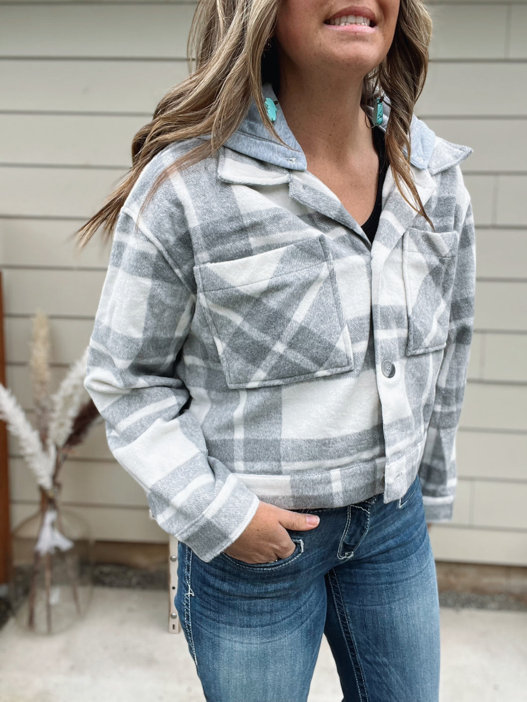 Cropped Plaid Jacket