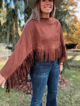 Load image into Gallery viewer, Western Boho Suede Fringe Cape

