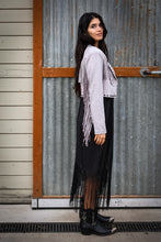 Load image into Gallery viewer, Gray Fringe Studded Cropped Jacket
