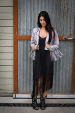 Load image into Gallery viewer, Gray Fringe Studded Cropped Jacket
