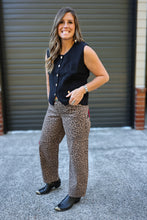 Load image into Gallery viewer, Rose Embroidered leopard Barrel Pants
