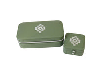 Load image into Gallery viewer, Olive Green Faux Leather Travel Jewelry Case
