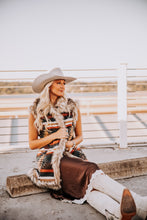 Load image into Gallery viewer, western faux fur aztec vest by Tasha Polizzi 
