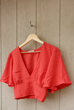 Load image into Gallery viewer, Coral Button Front Cropped Top

