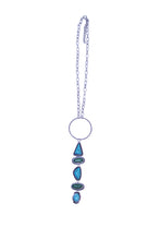Load image into Gallery viewer, Silver  Chain Necklace with Ring and Turquoise and Green
