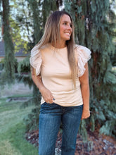 Load image into Gallery viewer, Apricot Dotty Ruffle Top
