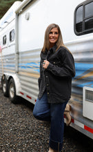 Load image into Gallery viewer, Black Wash Horse Denim Jacket
