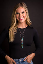 Load image into Gallery viewer, Silver  Chain Necklace with Ring and Turquoise and Green
