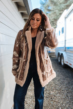 Load image into Gallery viewer, Mocha Western Faux Leather Sherpa Coat
