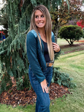 Load image into Gallery viewer, Teal Suede Tassel Jacket
