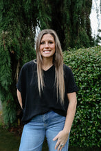 Load image into Gallery viewer, Black V-Neck Top

