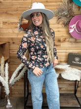 Load image into Gallery viewer, Floral High Neck Mesh Top
