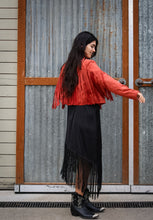 Load image into Gallery viewer, Rust Faux Suede Fringe Western Moto Jacket
