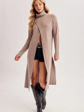 Load image into Gallery viewer, Taupe Split Front Turtleneck Sweater
