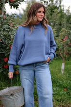 Load image into Gallery viewer, Dusty Blue Oversized Side Slit Sweater
