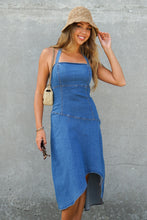 Load image into Gallery viewer, Stretch Denim Halter Midi Dress
