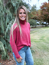 Load image into Gallery viewer, Brushed Turtleneck Sweater Cabernet
