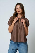 Load image into Gallery viewer, Brown Lace Trim Top
